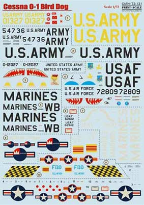 Print Scale 72-131 Cessna O-1 Bird Dog Wet decal 1/72
