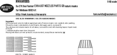 New Ware NWA-M1005 Mask Su-27K EXHAUST NOZZLES parts G9 1/48