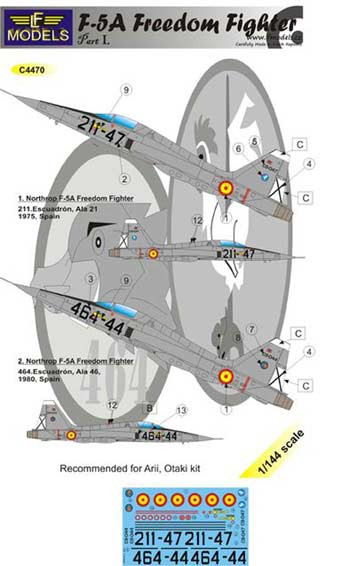 Lf Model C4470 Decals F-5A Freedom Fighter over Spain Pt.1 1/144