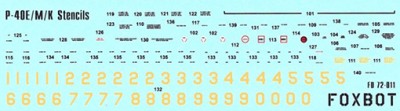 Foxbot Decals FBOT72011 Curtiss P-40E/P-40M/P-40K Stencils 1/72