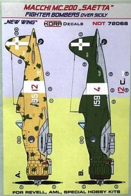 Kora Model NDT72066 MC.200 SAETTA Fight.Bombers o. Sicily декали декали 1/72
