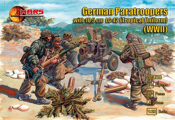 Mars MAR32038 German Paratroopers with 10,5cm tropical uniform (WWII) 1/32