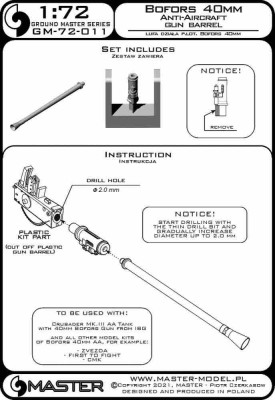 Master G72011 Bofors 40 mm AA gun barrel (Crusader Mk.III) 1/72