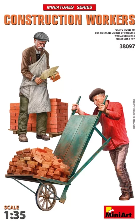 Miniart 38097 Construction Workers w/ Accessories (2 fig.) 1/35