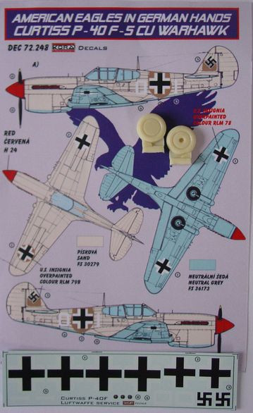 Kora Model DEC72248 Curtiss P-40 F-5 Warhawk (Luftwaffe) декали декали 1/72