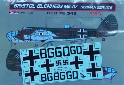 Kora Model DEC72348 B.Blenheim Mk.IV German service I. декали декали 1/72
