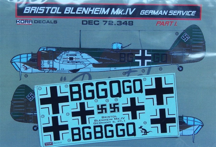 Kora Model DEC72348 B.Blenheim Mk.IV German service I. декали декали 1/72