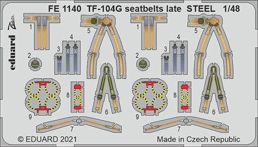 Eduard FE1140 1/48 TF-104G seatbelts late STEEL (KIN)