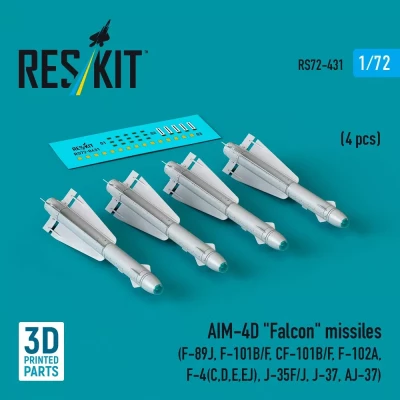 Reskit 72431 AIM-4D 'Falcon' missiles (4 pcs.) 1/72