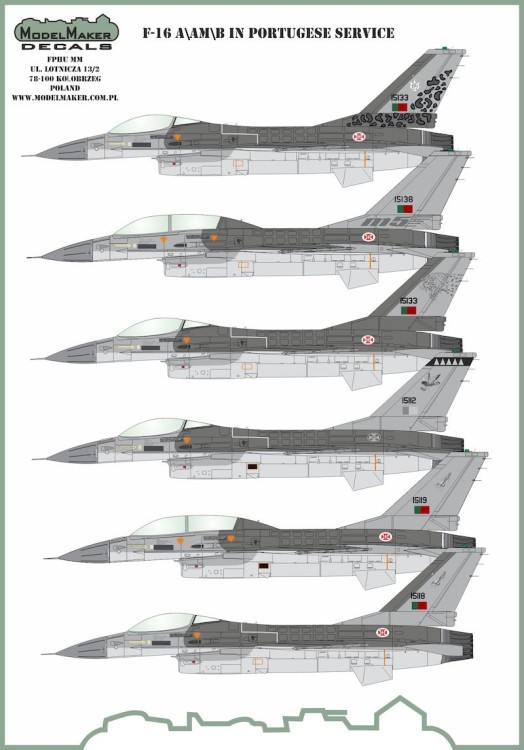 Model Maker Decals D48136 Lockheed-Martin F-16A/AM/B/BM in Portuquese service - generic set 1/48