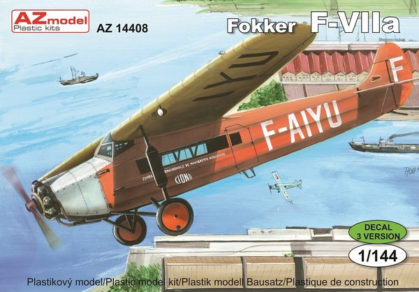 AZ Model 14408 Fokker F.VIIa Civil (3x decal versions) 1/144