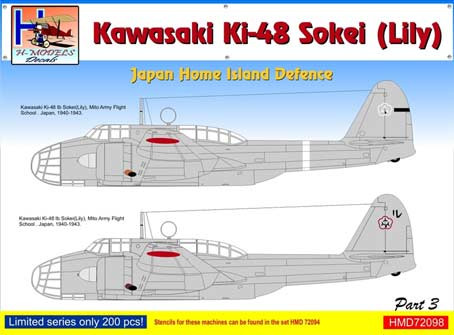 Hm Decals HMD-72098 1/72 Decals Ki-48 Sokei Japan Home Isl.Def. Part 3