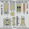 Eduard FE1167 AV-8A seatbelts late STEEL (KIN) 1:48