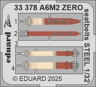 Eduard 33378 SET A6M2 Zero seatbelts STEEL (TAM) 1/32