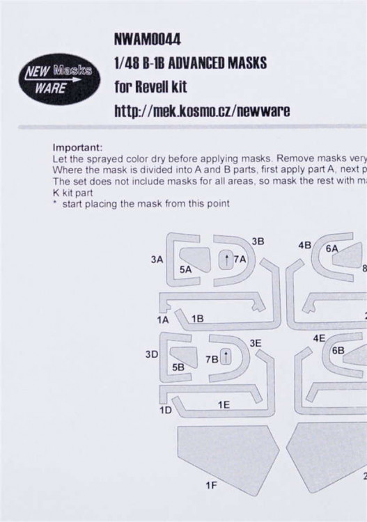 New Ware NWA-M0044 1/48 Mask B-1B ADVANCED (REV)