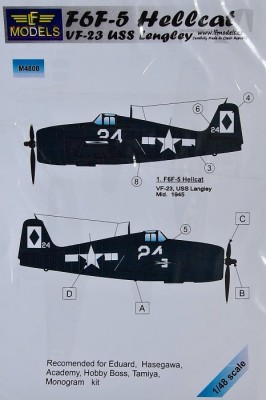 LF Model M4808 Mask F6F-5 Hellcat VF-23 USS Lengley 1/48