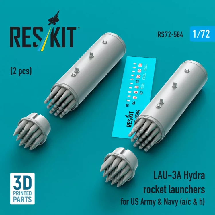 Reskit RS72-584 LAU-3A Hydra rocket launchers US Army&Navy 1/72
