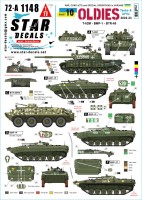 Star Decals 72-A1148 War in Ukraine # 10Ukrainian Oldies. Tanks and AFVs 2022-23.T-62M (obr 2022), T-62M, BTR-60BP, BMP-1P 1/72