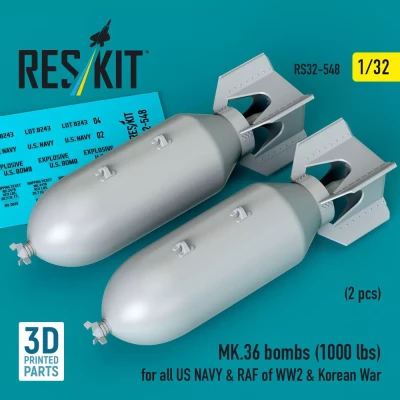 Reskit 32548 MK.36 bombs 1000 lbs. (2 pcs.) 1/32