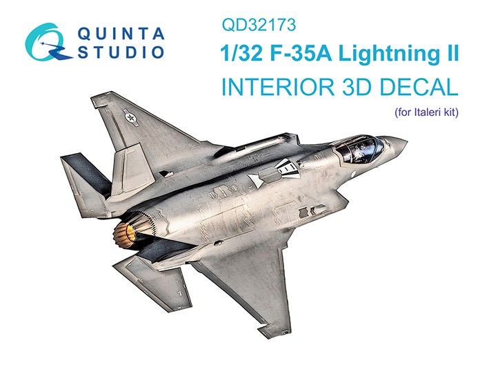 Quinta Studio QD32173 F-35A (Italeri) 3D Декаль интерьера кабины 1/32