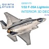 Quinta Studio QD32173 F-35A (Italeri) 3D Декаль интерьера кабины 1/32