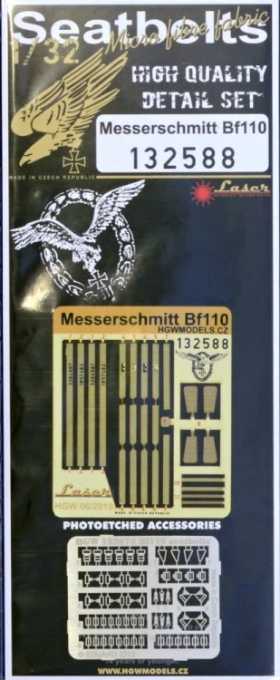 HGW 132588 Seatbelts Messerschmitt Bf 110 (laser) 1/32