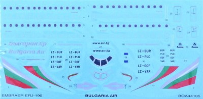 BOA Decals 44105 Embraer ERJ-190 Bulgaria Air (REV) 1/144