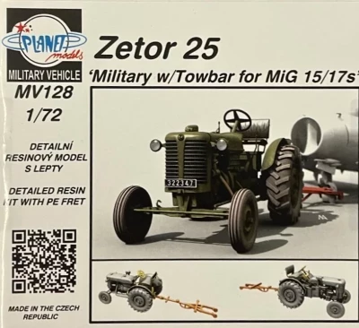 Planet Models MV72128 Zetor 25 LMilitary w/Towbar for MiG 15/17s' 1/72