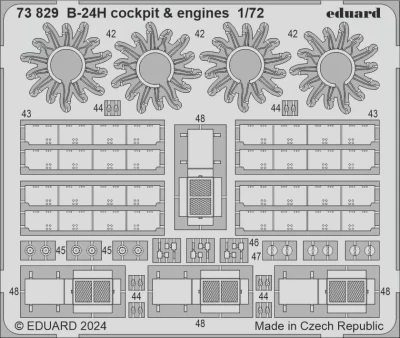 Eduard 73829 SET B-24H cockpit &amp; engines (AIRF) SET 1/72