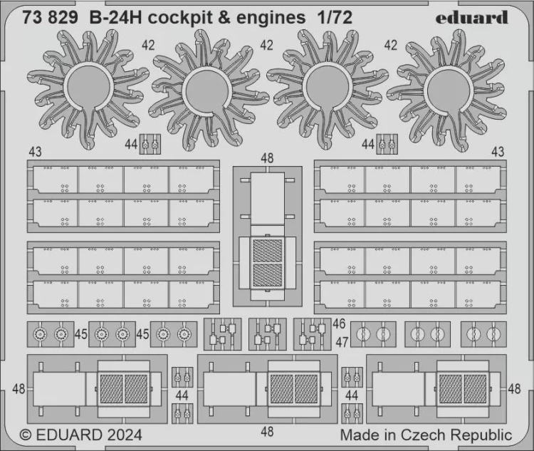 Eduard 73829 SET B-24H cockpit & engines (AIRF) SET 1/72