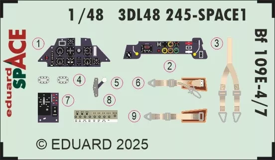 Eduard 3DL48245 Bf 109E-4/7 SPACE (TAM) 1/48