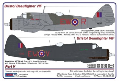 AML AMLC72013 Декали Bristol Beaufighter IF&amp;VIF Part V. 1/72