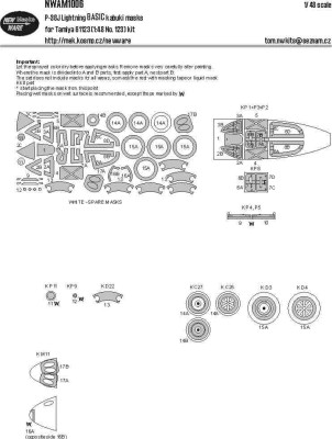 New Ware NWA-M1006 Mask P-38J Lightning BASIC (TAM) 1/48