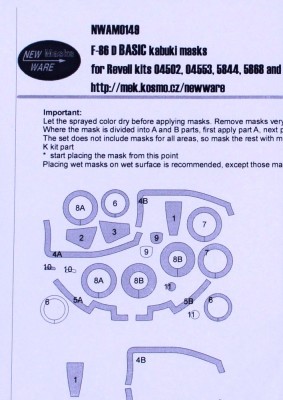 New Ware NWA-M0149 Mask F-86 D BASIC (REV) 1/48