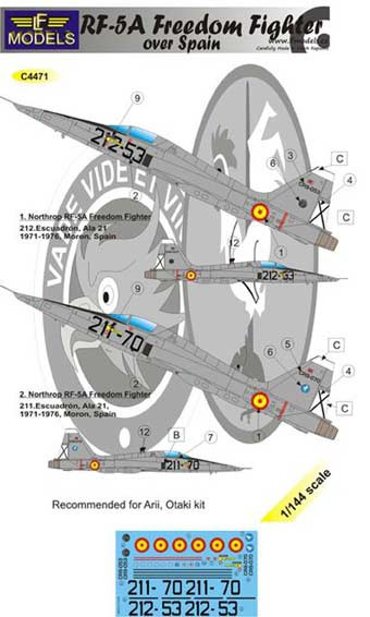 Lf Model C4471 Decals RF-5A Freedom Fighter over Spain 1/144