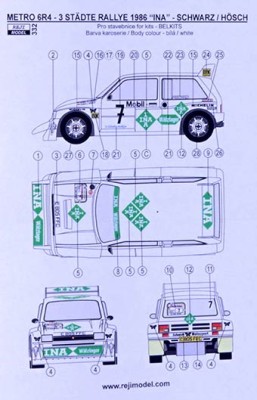 Reji Model 332 MG Metro 6R4 INA 3-St?dte Rallye 1986 1/24
