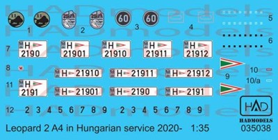 HAD J35038 Decal Leopard 2 A4 in Hungarian Service 1/35