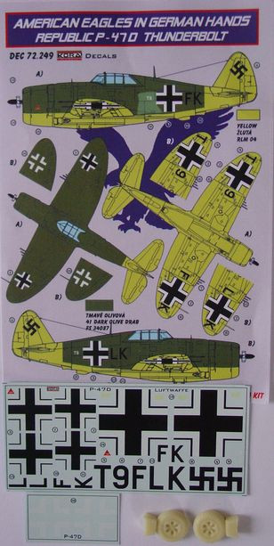 Kora Model DEC72249 Republic P-47D Thunderbolt (Luftwaffe) декали декали 1/72