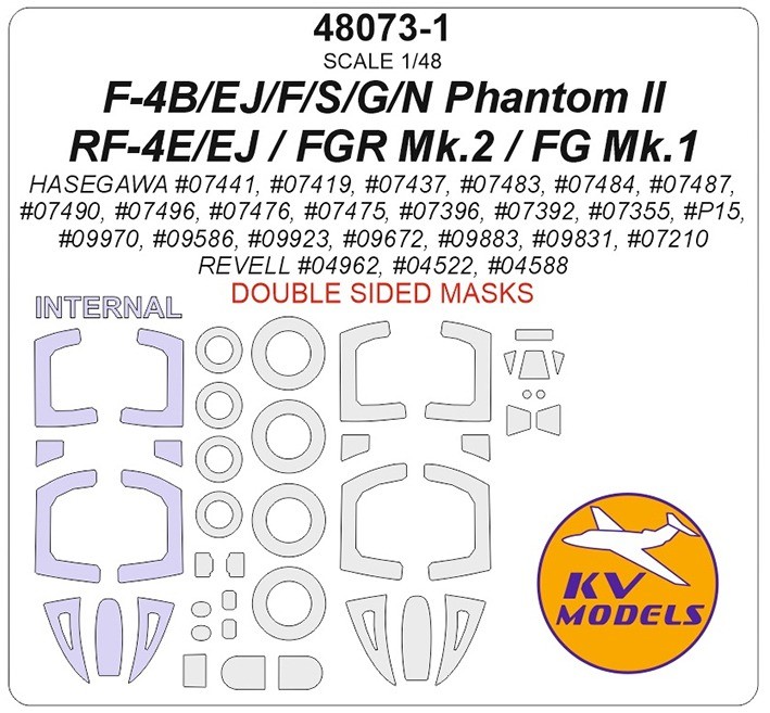 KV Models 48073-1 F-4B/EJ/F/S/G/N / RF-4E/EJ Phantom II / FGR Mk.2 / FG Mk.1 (HASEGAWA #07441, #07419, #07437, #07483, #07484, #07487, #07490, #07496, #07476, #07475, #07396, #07392, #07355, #09970, #09586, #09923, #09672, #09883, #09831, #P15, #07210 / R