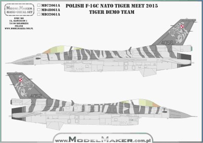 Model Maker Decals MD72061A Polish F-16C Nato Tiger Meet 2015 - Tiger Demo Team 1/72