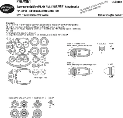 New Ware NWA-M1081 Mask S.Spitifre Mk.XIV/Mk.XVIII EXPERT (AIRF) 1/48