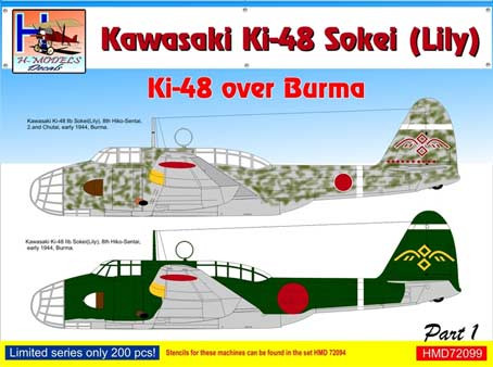 Hm Decals HMD-72099 1/72 Decals Ki-48 Sokei (Lily) over Burma Part 1