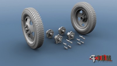 ЭВМ RS35095 Колеса &quot;ЯШЗ&quot; 6,50-20 для пушек ЗИС-2/3; артпередков; полев.кухонь. 1/35