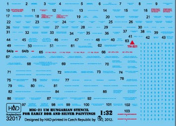HAD 32017 Decal MiG 21 MF/UM (silver, Hung. Stencils) 1/32