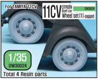 DEF Model DW30024 11CV Staff car Sagged Wheel set (1) (for Tamiya 1/35)