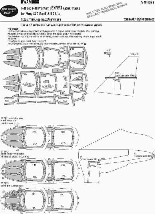 New Ware M1098 Mask F-4E, F-4G Phantom II EXPERT (MENG) 1/48