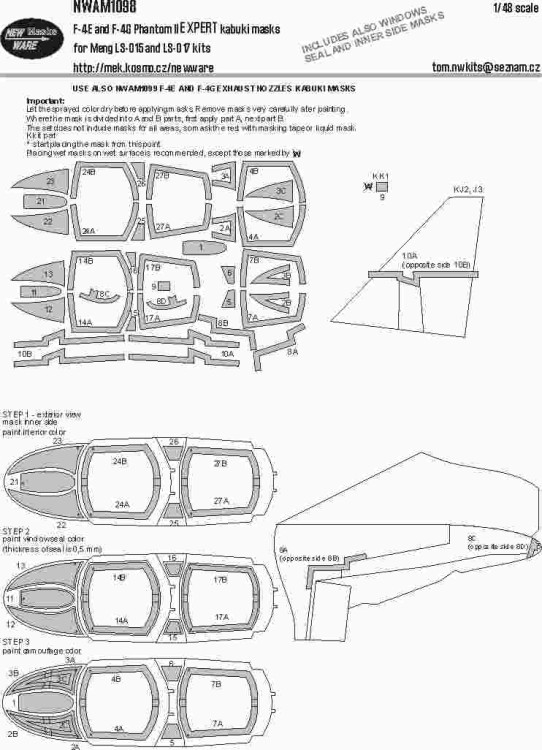 New Ware NWA-M1098 Mask F-4E, F-4G Phantom II EXPERT (MENG) 1/48