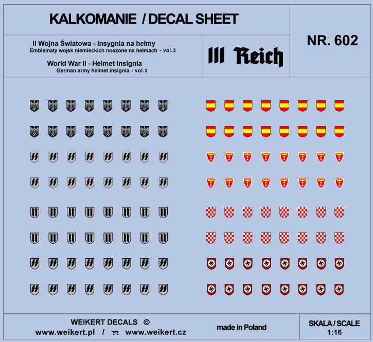 Weikert Decals 602 Helmet Insignia WWII - part 3 1/16