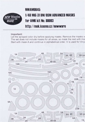 New Ware NWA-M0045 1/48 Mask MiG-31 BM/BSM ADVANCED (AMK)