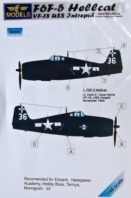 LF Model M4809 Mask F6F-5 Hellcat VF-18 USS Intrepid 1/48